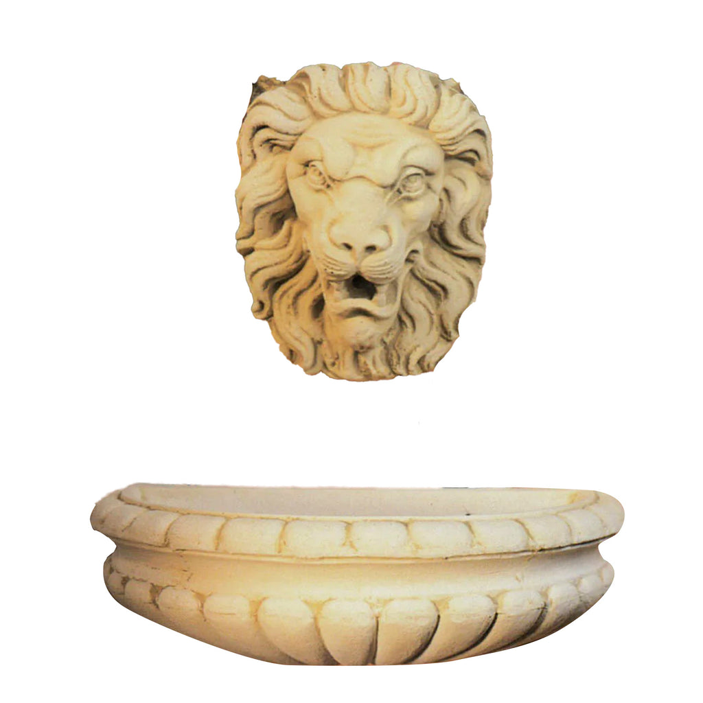 Sinha Lion Head Concrete Wall Fountain - Mounted 67cm