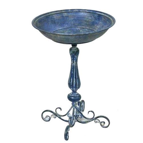 Cote d'Azur Blue Iron Large Birdbath - 75 cm H