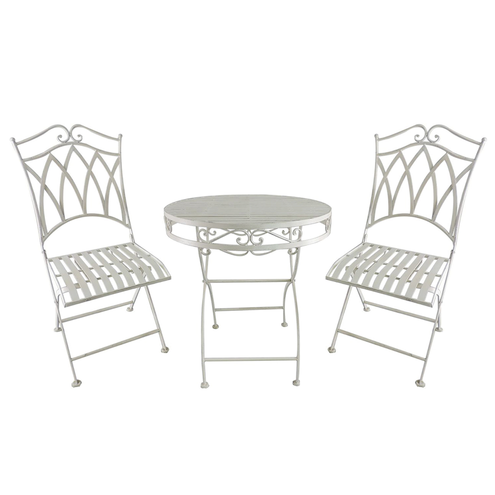 Acadia 3pc Wrought Iron Setting - Antique White