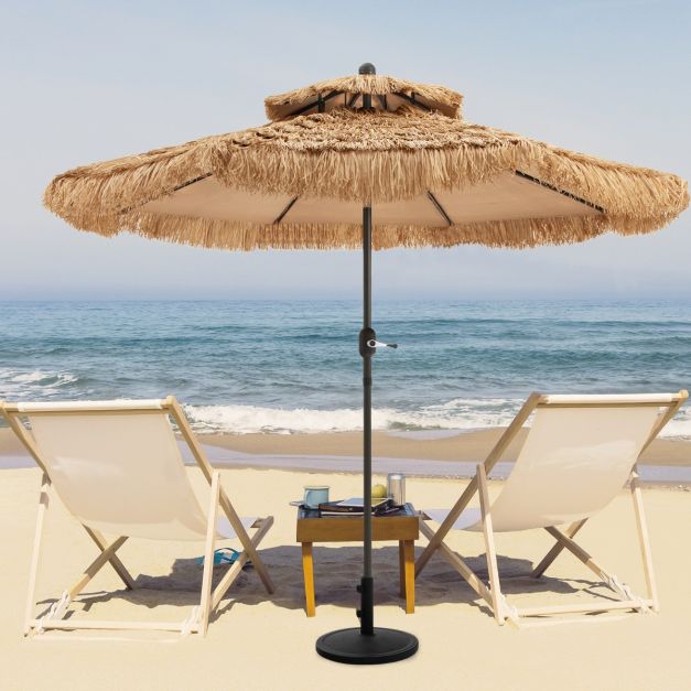 Leilani Thatched Tiki Umbrella with 8 Ribs and Tilt Adjustment