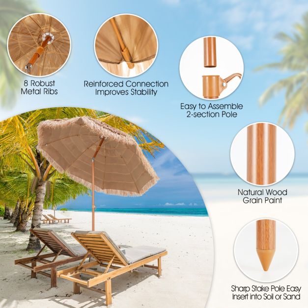 Vanu 2.2M Portable Hula Umbrella for Beach, Pool