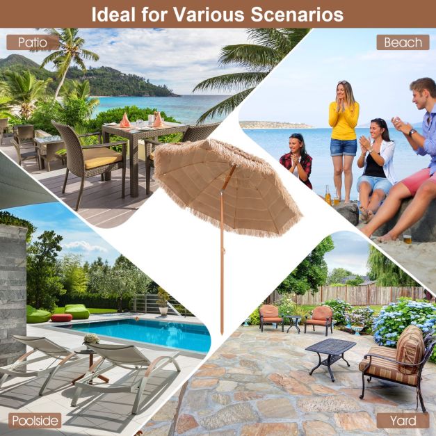 Vanu 2.2M Portable Hula Umbrella for Beach, Pool