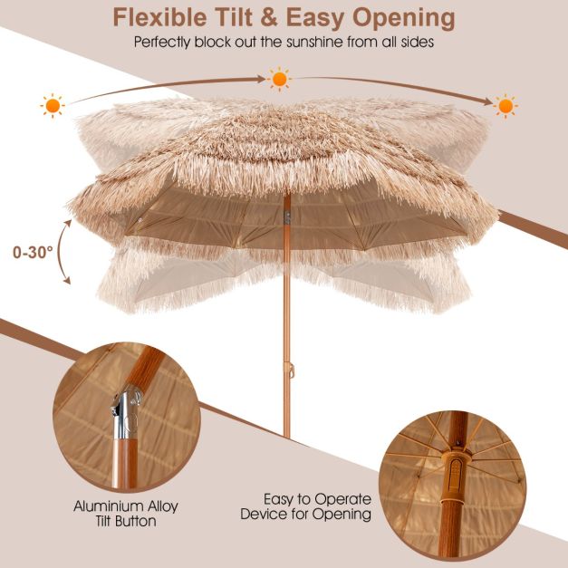 Vanu 2.2M Portable Hula Umbrella for Beach, Pool