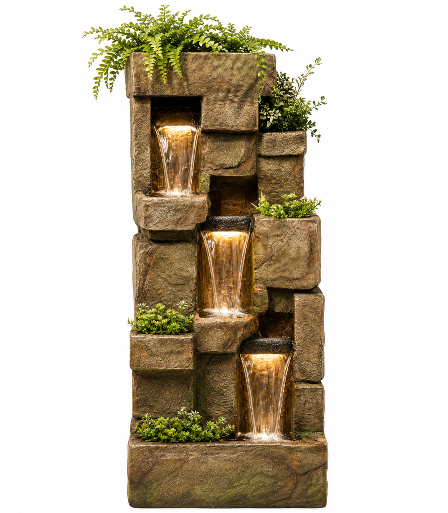 Klayoh 1.43m Cascading Water Wall with Plants