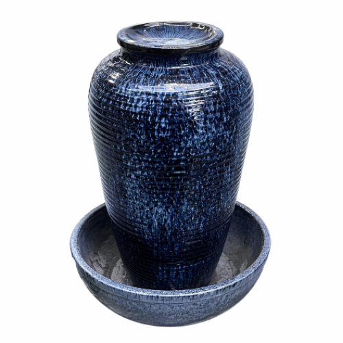 Acosta Ribbed Urn-Style Glazed Fountain