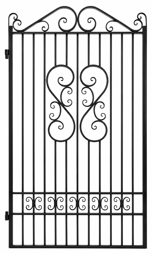Camille Black Wrought Iron Side Gate. 191.0H x 117.5W cms