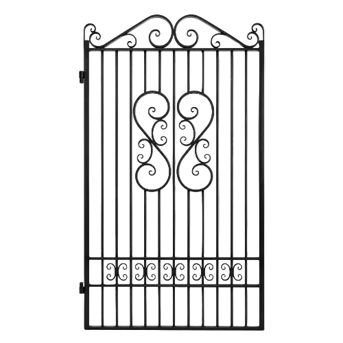 Camille Black Wrought Iron Side Gate. 191.0H x 117.5W cms