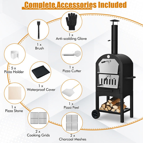 Freya 3-in-1 Wood Gured Portable Pizza Oven/Grill/Smooker