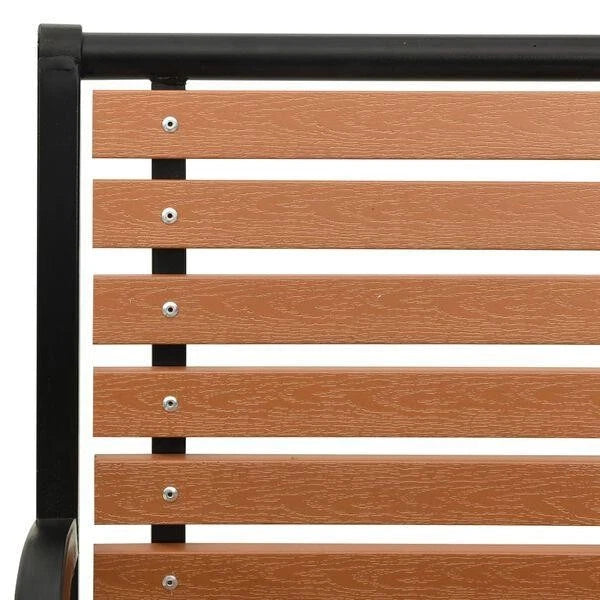 2 Seater Outdoor Garden Patio Deck Park Bench Chair Seat Steel Frame Brown Black