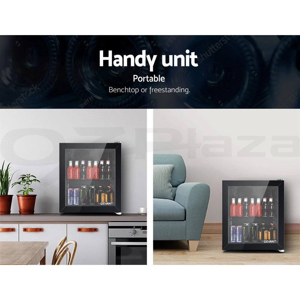 46L Bar/Fridge with Glass Door. Black
