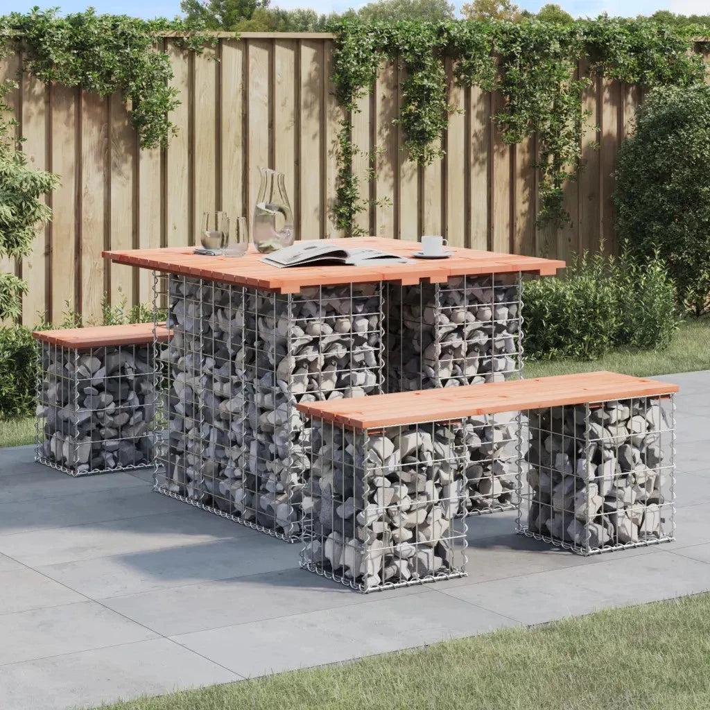 Gabion Design Garden Table 100x102x72cm. Solid Wood Douglas ir