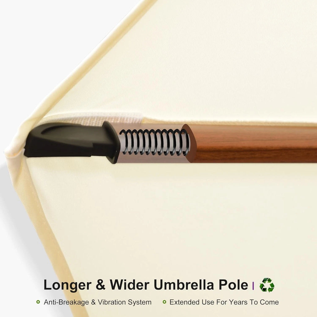 Safa Double Top Deluxe Wood Pattern Patio Umbrella