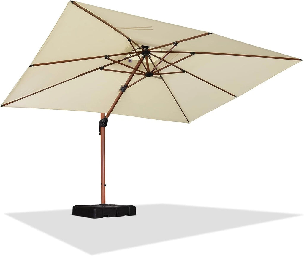 Safa Double Top Deluxe Wood Pattern Patio Umbrella