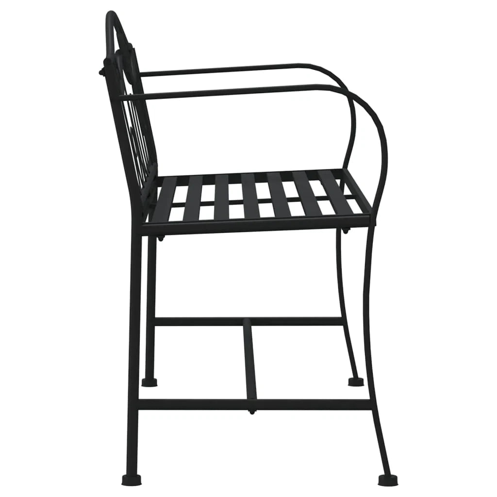 Aggio 2-Seater Garden Bench. 104 cm Black Steel