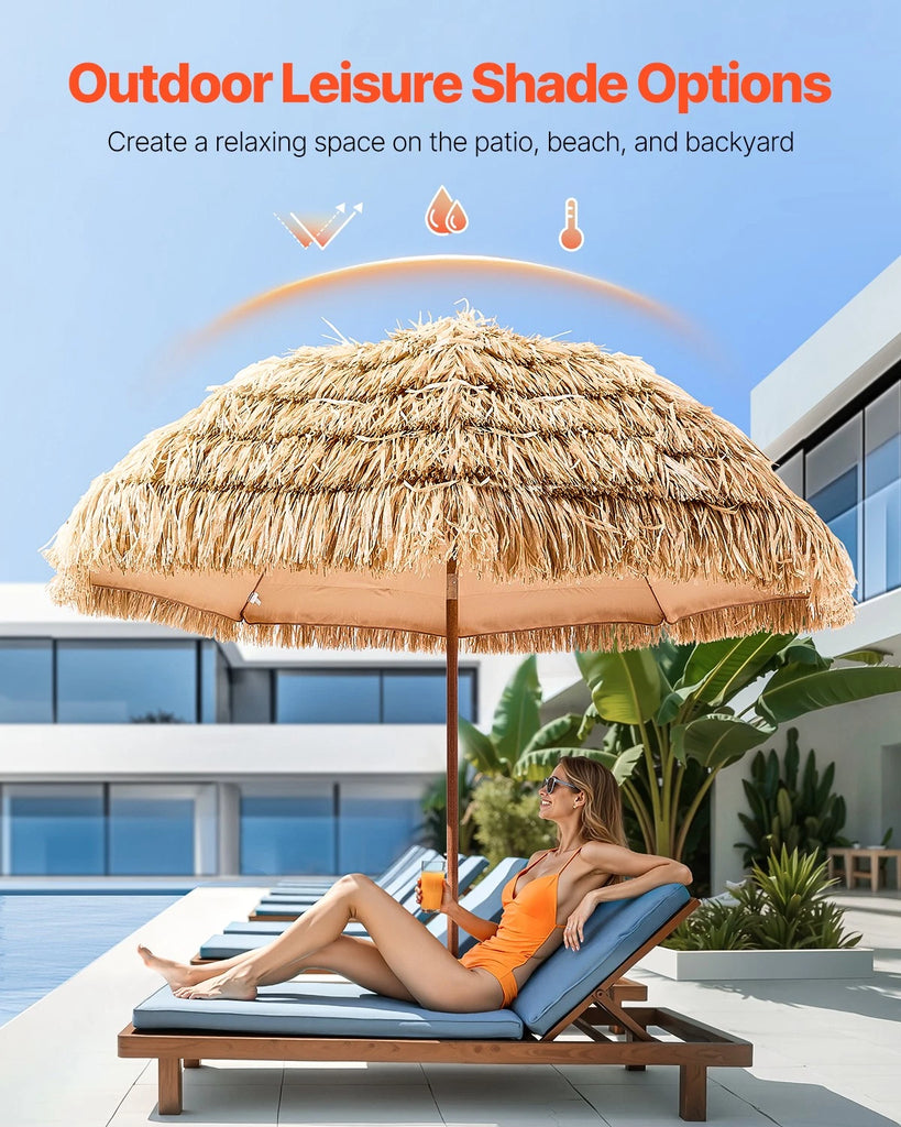 Mauna Loa Tiki Thatched Patio Umbrella 2.44 m