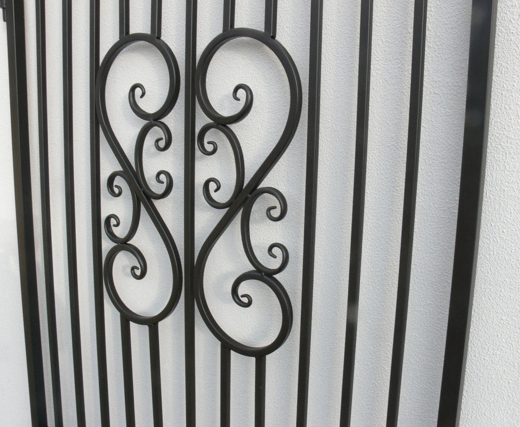 Camille Black Wrought Iron Side Gate. 191.0H x 117.5W cms