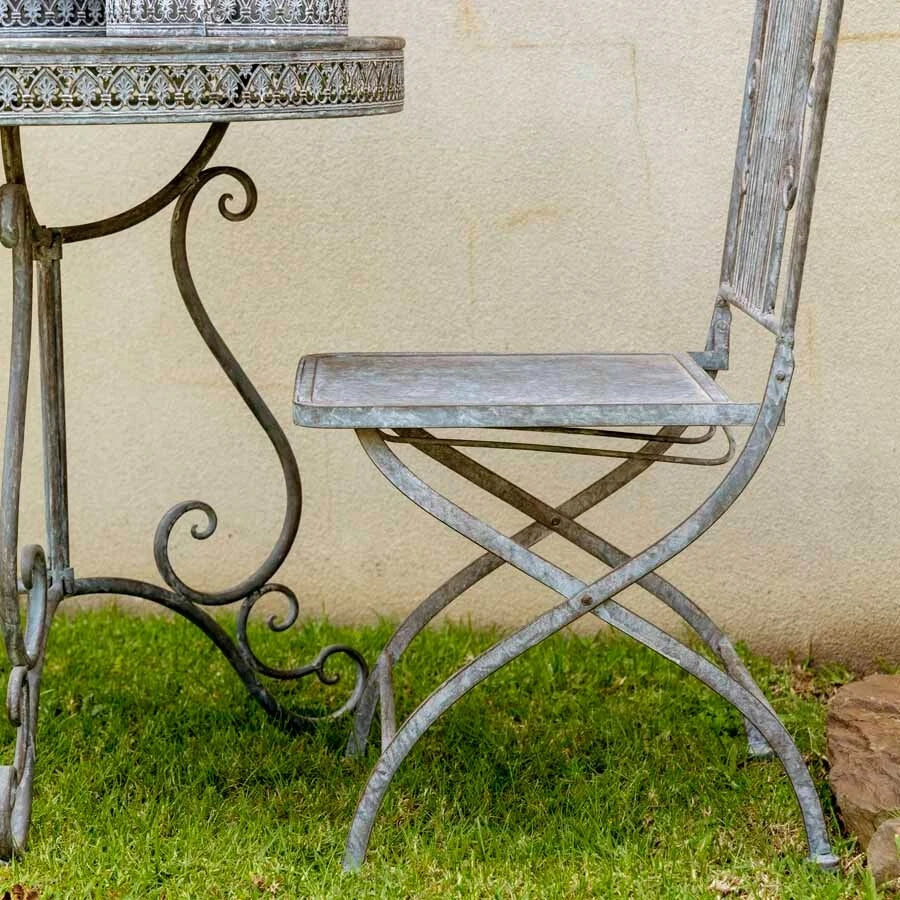 Carolina 2 Seater Vintage Grey Metal Table & 2 Chairs