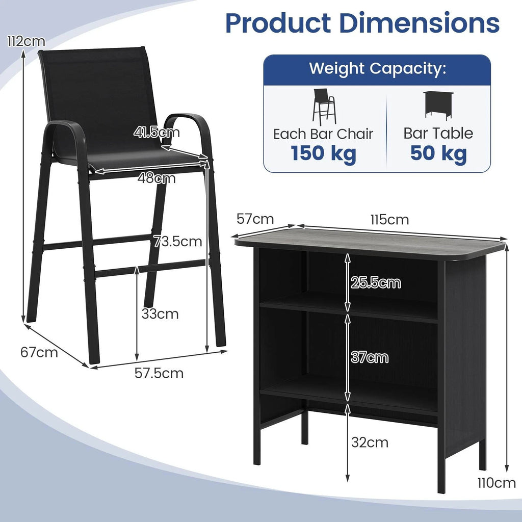 Glory 3pc Patio Bar Set