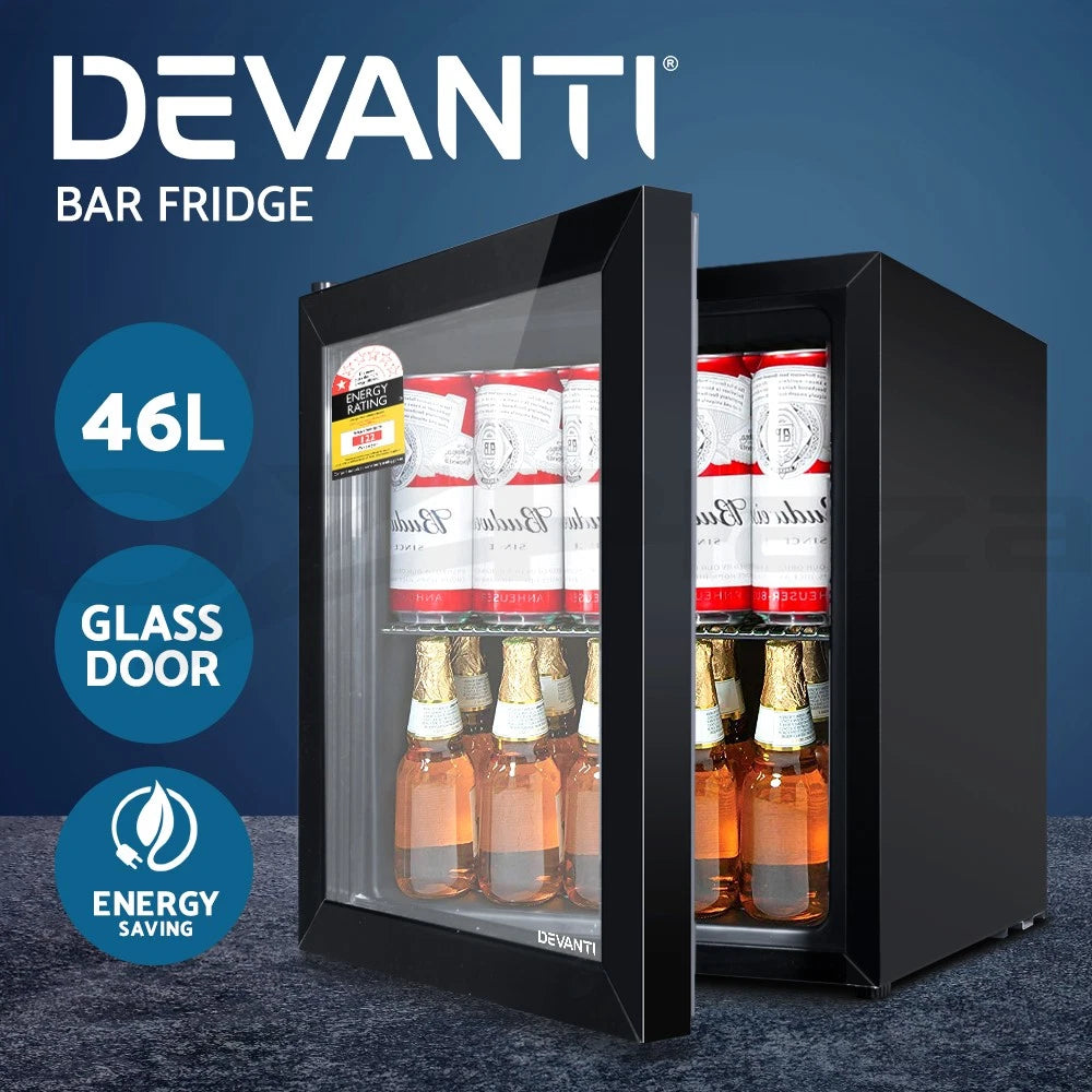 46L Bar/Fridge with Glass Door. Black