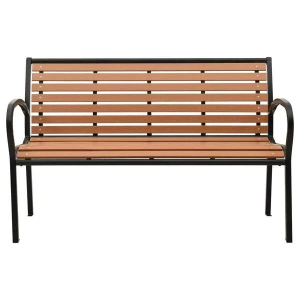 2 Seater Outdoor Garden Patio Deck Park Bench Chair Seat Steel Frame Brown Black