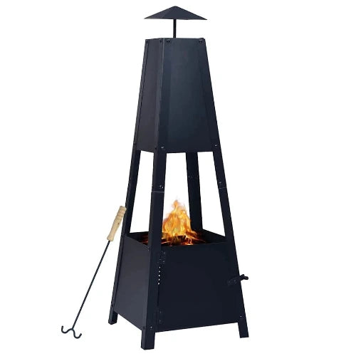 Zander Steel Black Chiminea/Firepit.35x35x9 35x35x99 cm
