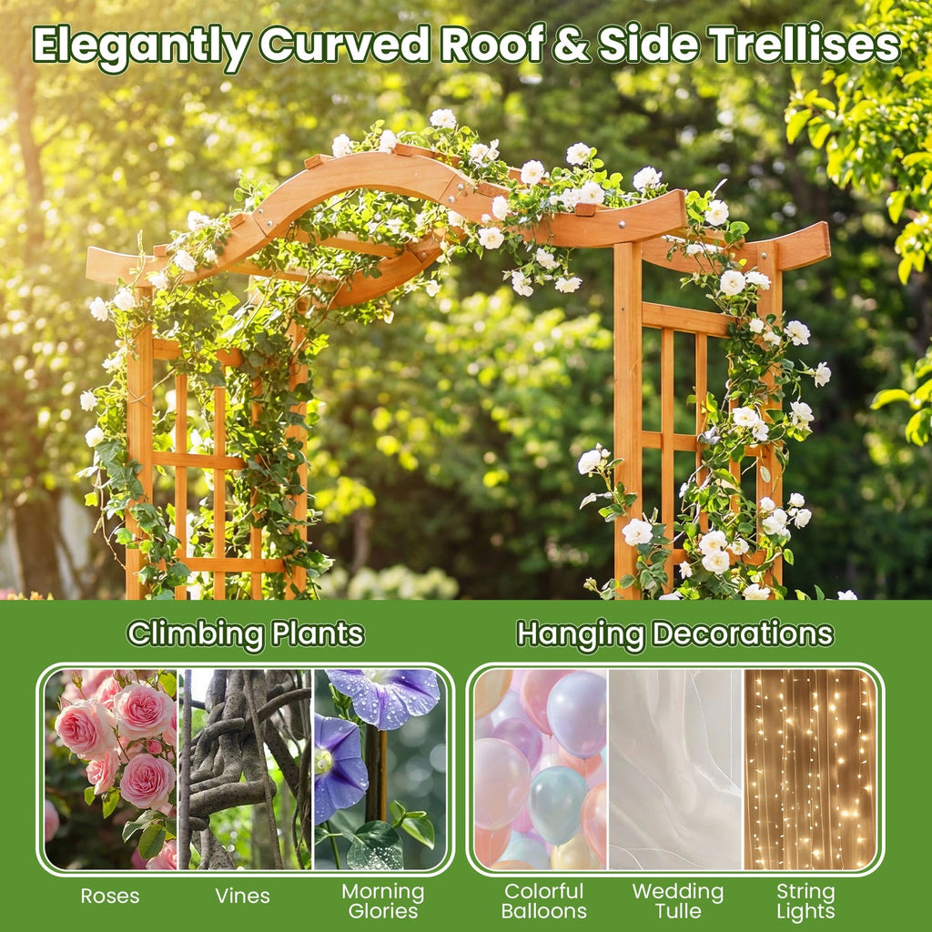 Althea 210cm Wooden Garden Arch w/Gate &2 Planter Boxes