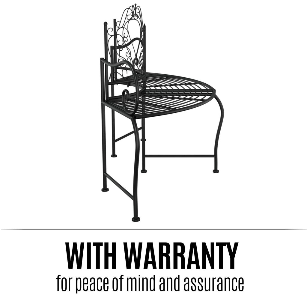 Alesso Half Circular Tree Bench. Black Steel. 150cm Round