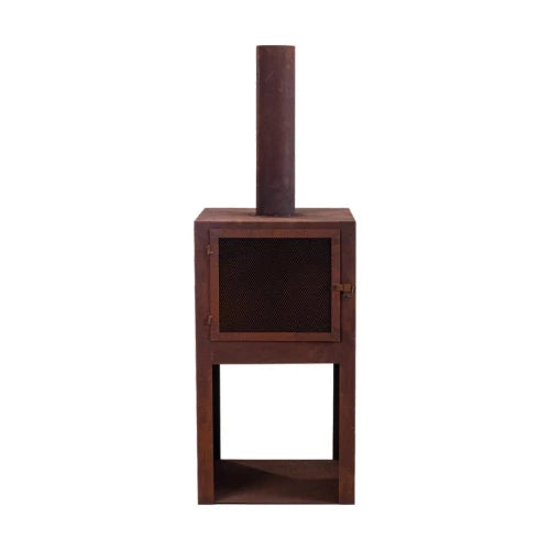 Zafir Fireplace/Chimenea W/ Wood Storage & Pedestal Base. 150cm