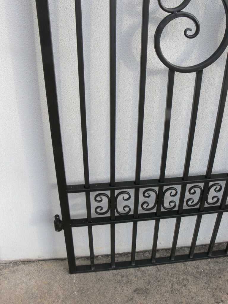 Camille Black Wrought Iron Side Gate. 191.0H x 117.5W cms