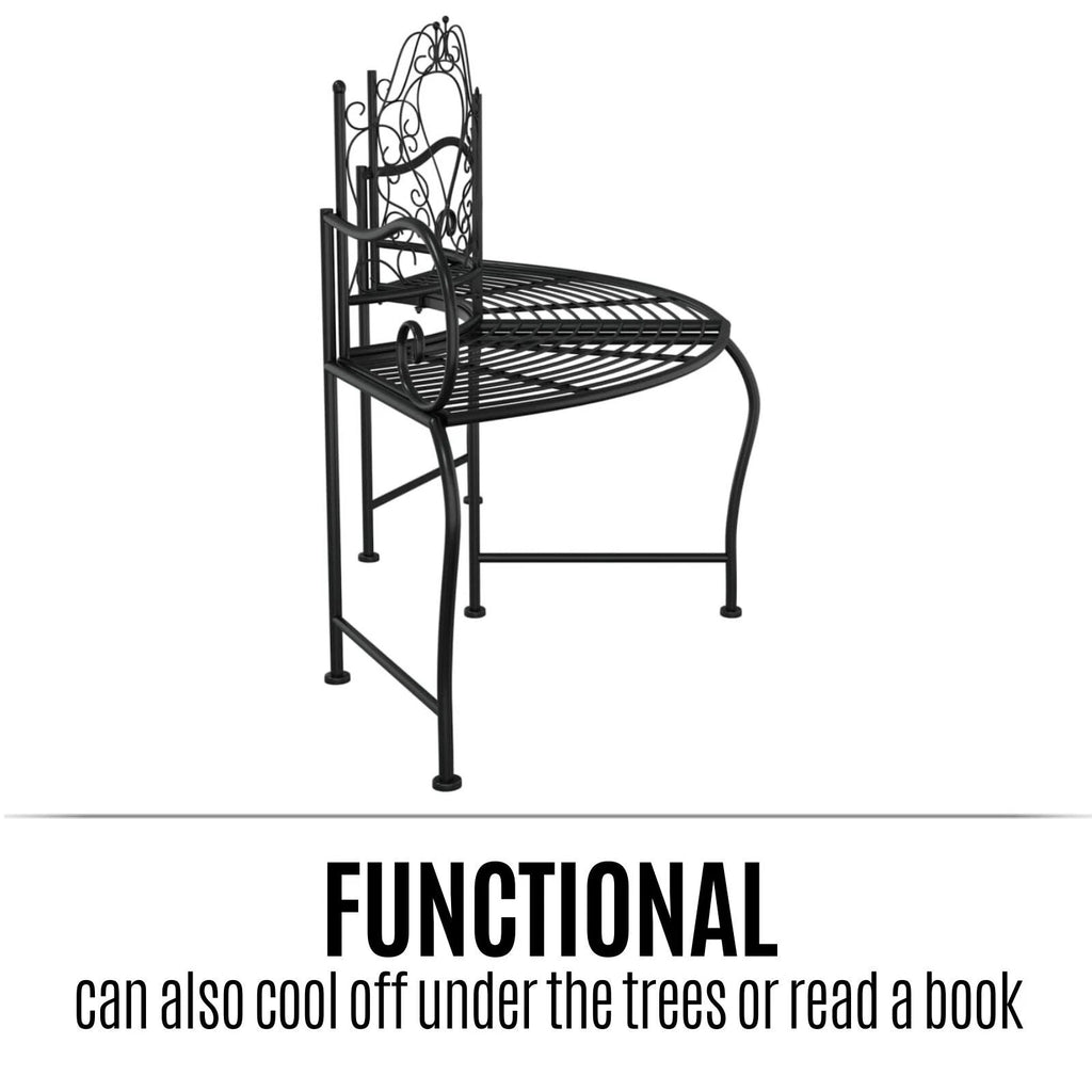 Alesso Half Circular Tree Bench. Black Steel. 150cm Round