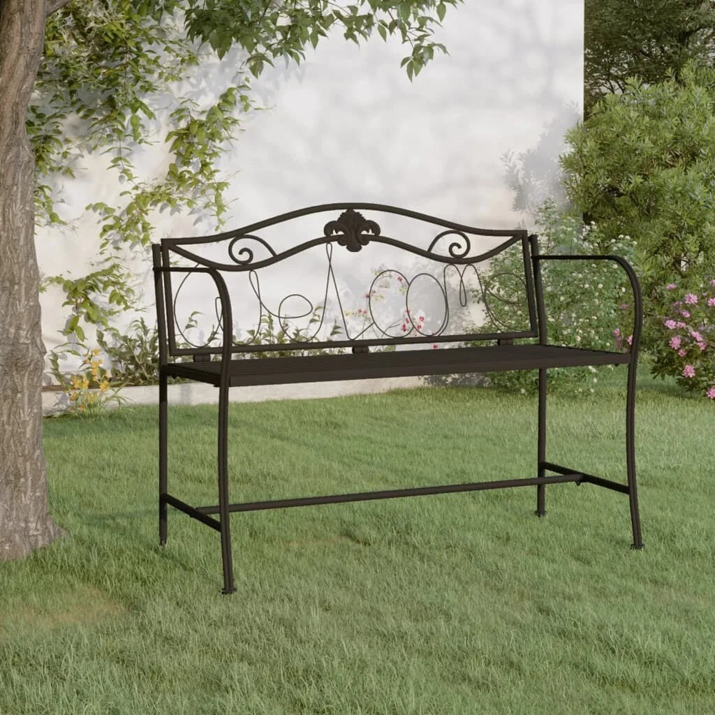 Aggio 2-Seater Garden Bench. 104 cm Black Steel