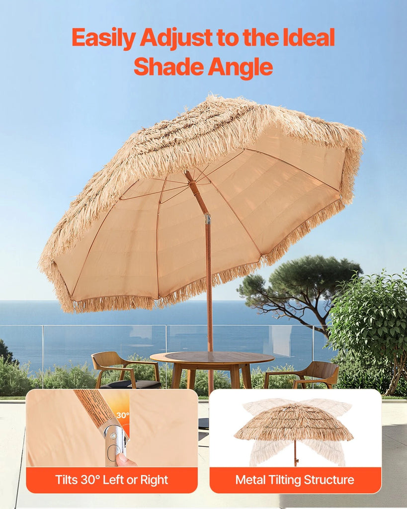 Mauna Loa Tiki Thatched Patio Umbrella 2.44 m