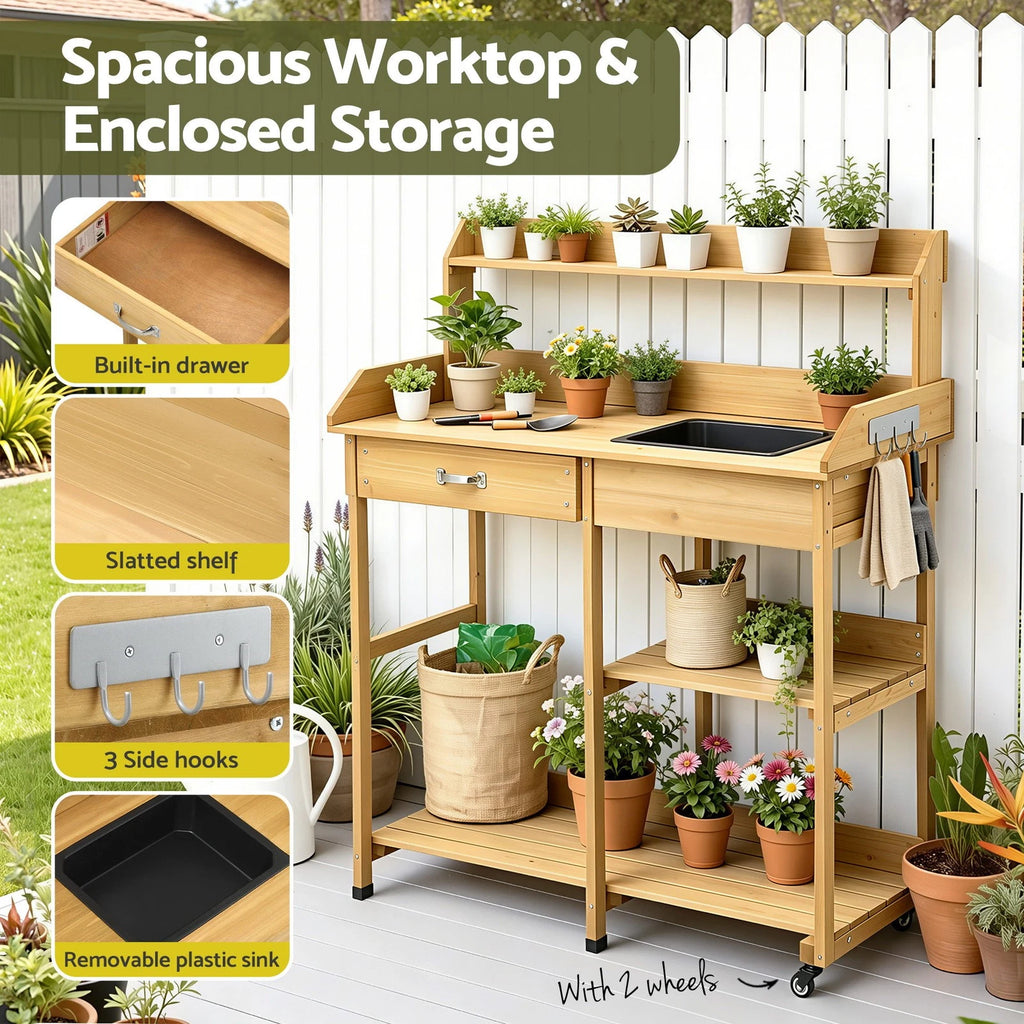 Gardener's Potting Bench Table/Storage Cabinet