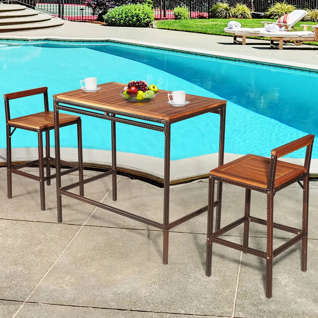 Savannah 3 Pieces Outdoor Bar Table Set \