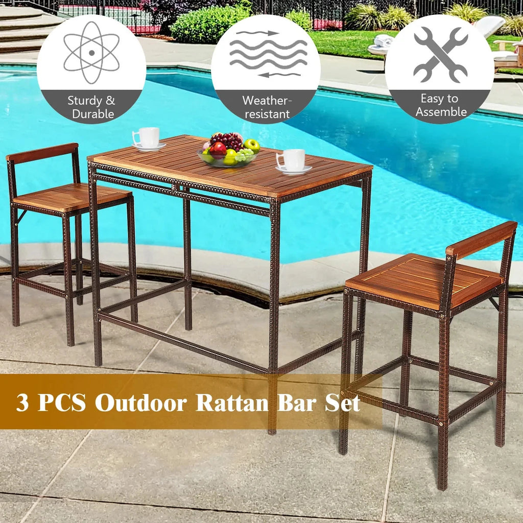 Savannah 3 Pieces Outdoor Bar Table Set \