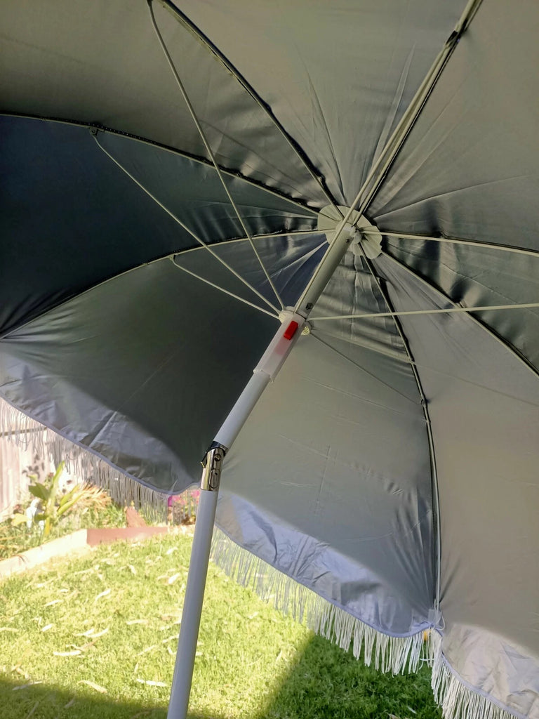 Taranto Beach Umbrella - Blue Retro Style with Tassels