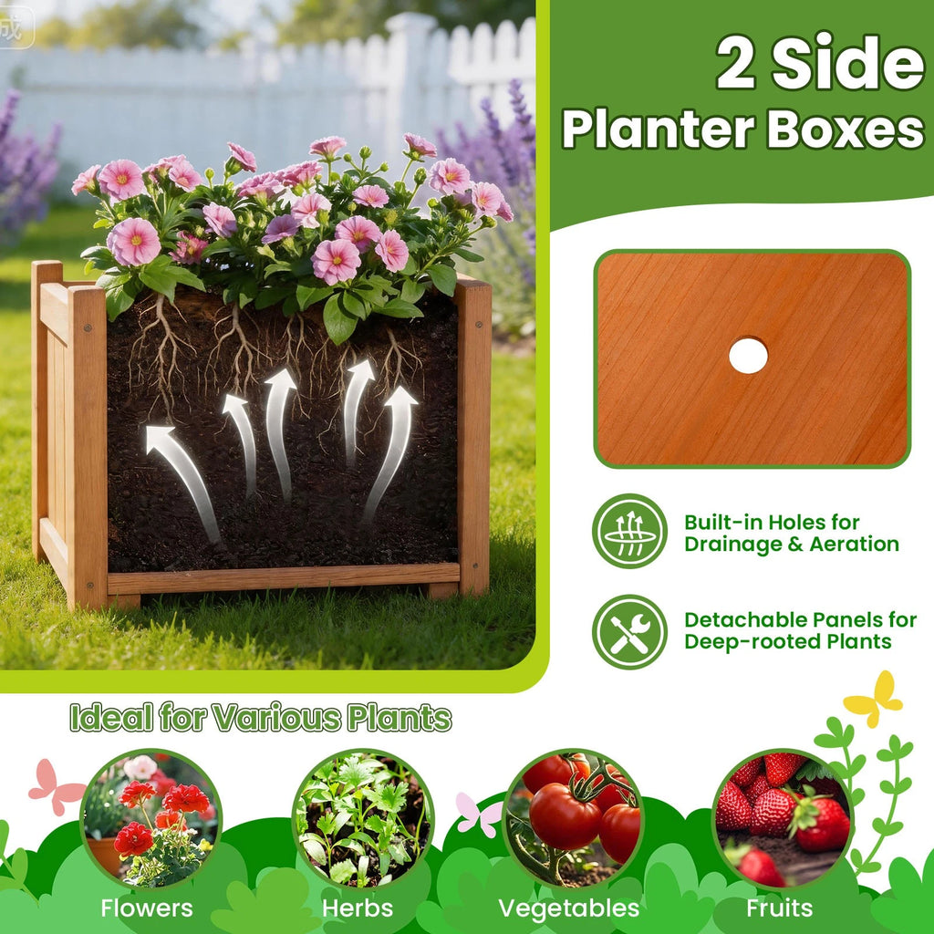 Althea 210cm Wooden Garden Arch w/Gate &2 Planter Boxes