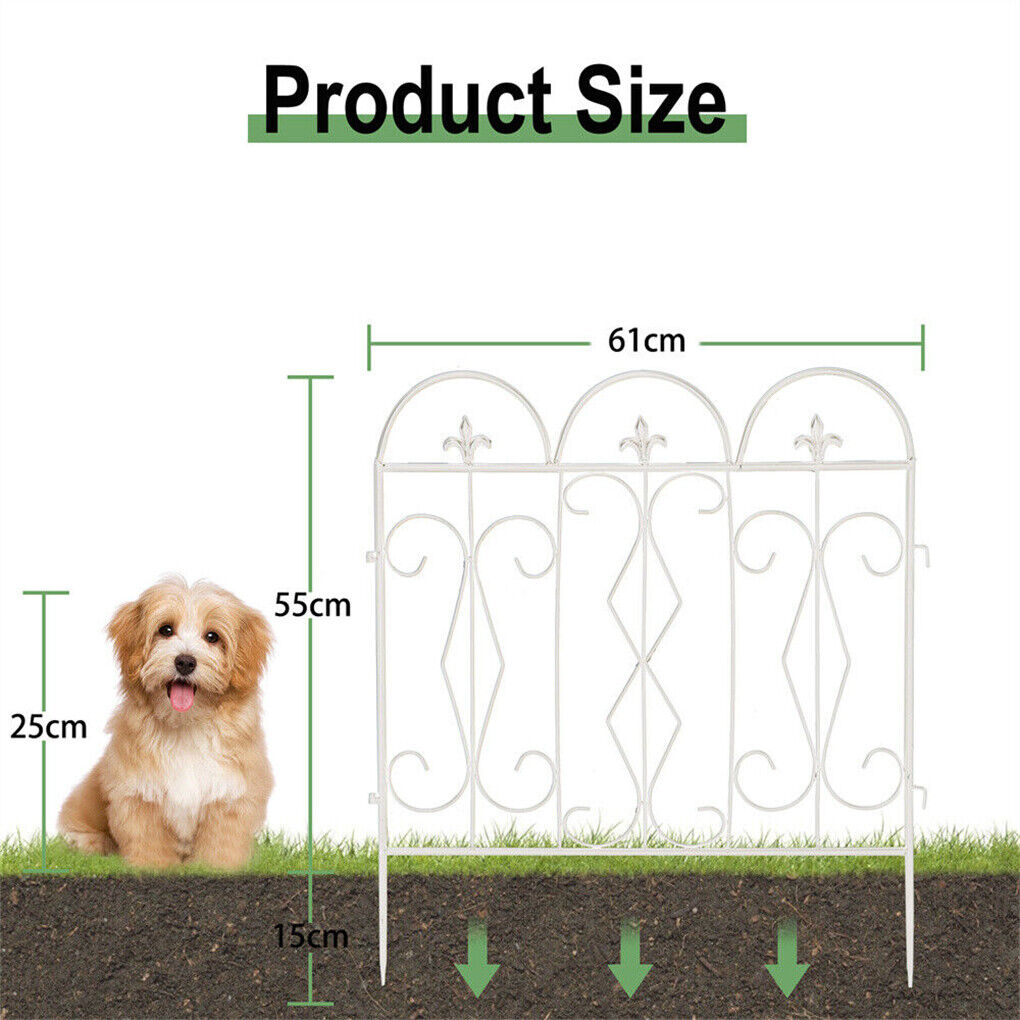 Villa Folding Metal Garden Fence - 5 Panels. White or Black