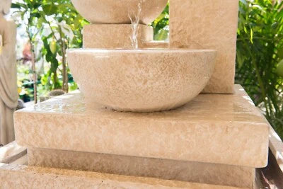 Chalandri GRC Small Sandstone Trio Cascade Fountain