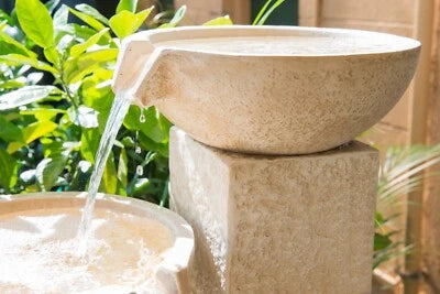 Chalandri GRC Small Sandstone Trio Cascade Fountain