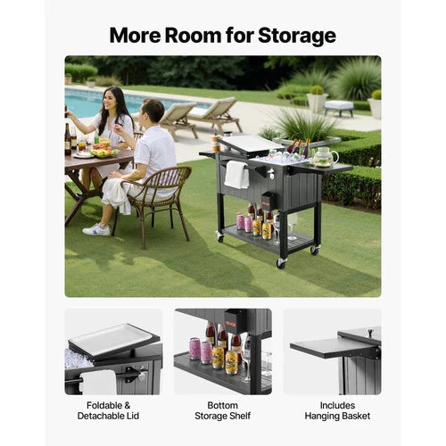 Dali Cooler Cart on Wheels w/ Side Shelves