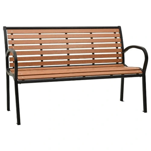 2 Seater Outdoor Garden Patio Deck Park Bench Chair Seat Steel Frame Brown Black