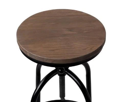 Trento Rustic Industrial Steel Wooden Swivel Bar Bench