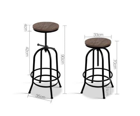 Trento Rustic Industrial Steel Wooden Swivel Bar Bench