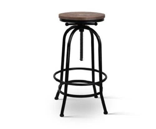 Trento Rustic Industrial Steel Wooden Swivel Bar Bench