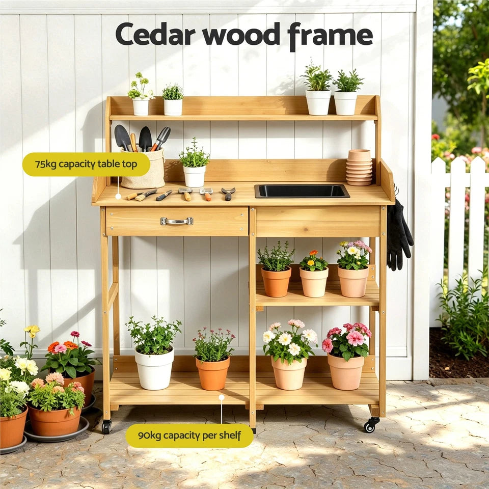 Gardener's Potting Bench Table/Storage Cabinet