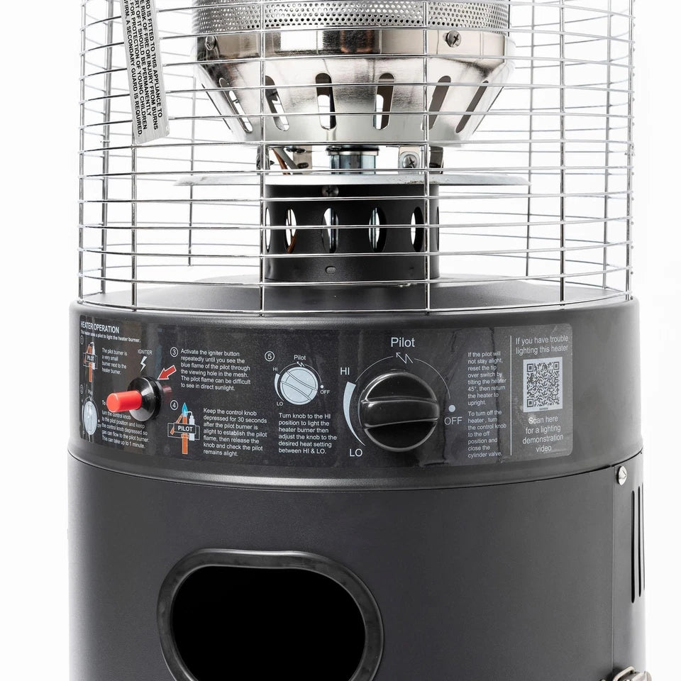 Porto Black Matte Outdoor Area Gas Heater