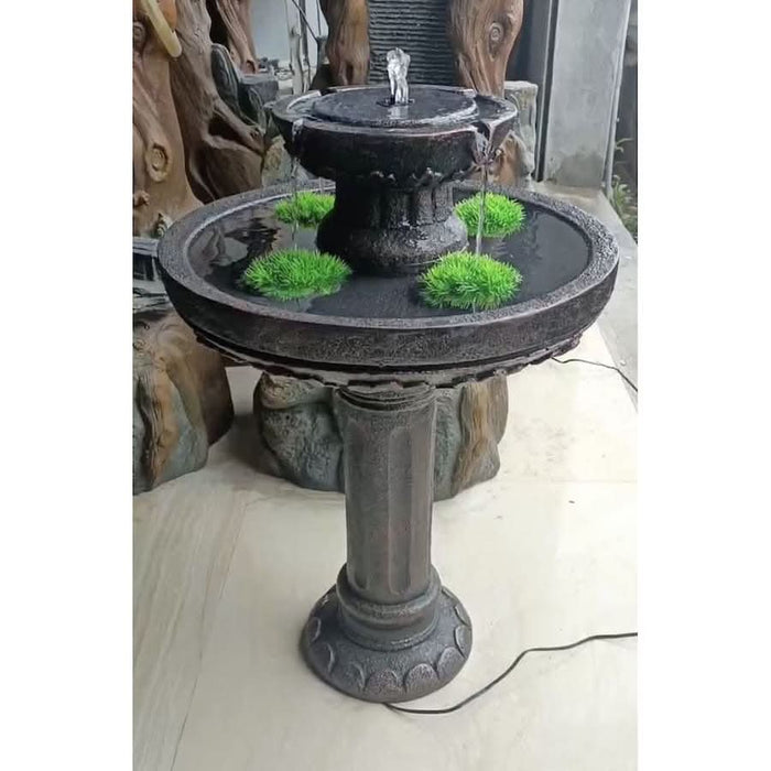 Benevento Solar Bird Bath Fountain w/ Battery Backup - 77cm