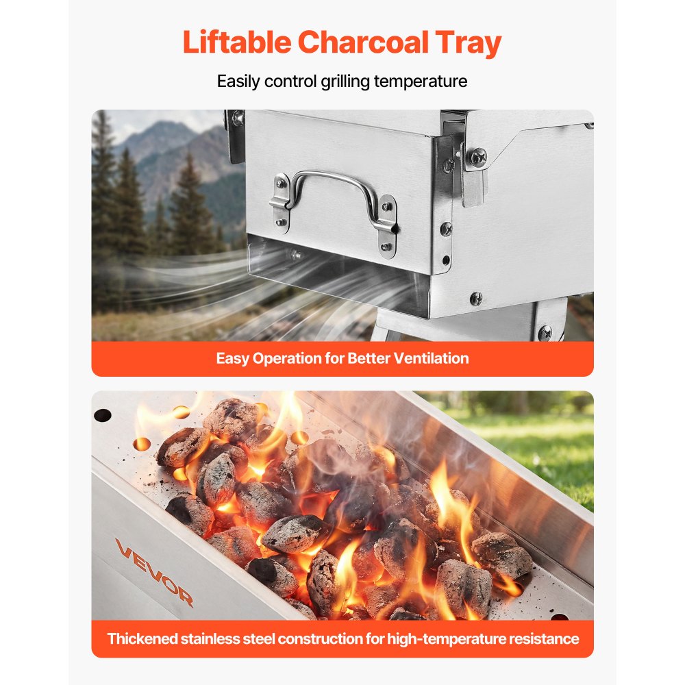 Atticus Portable Foldable Charcoal Grill, 0.16 m²