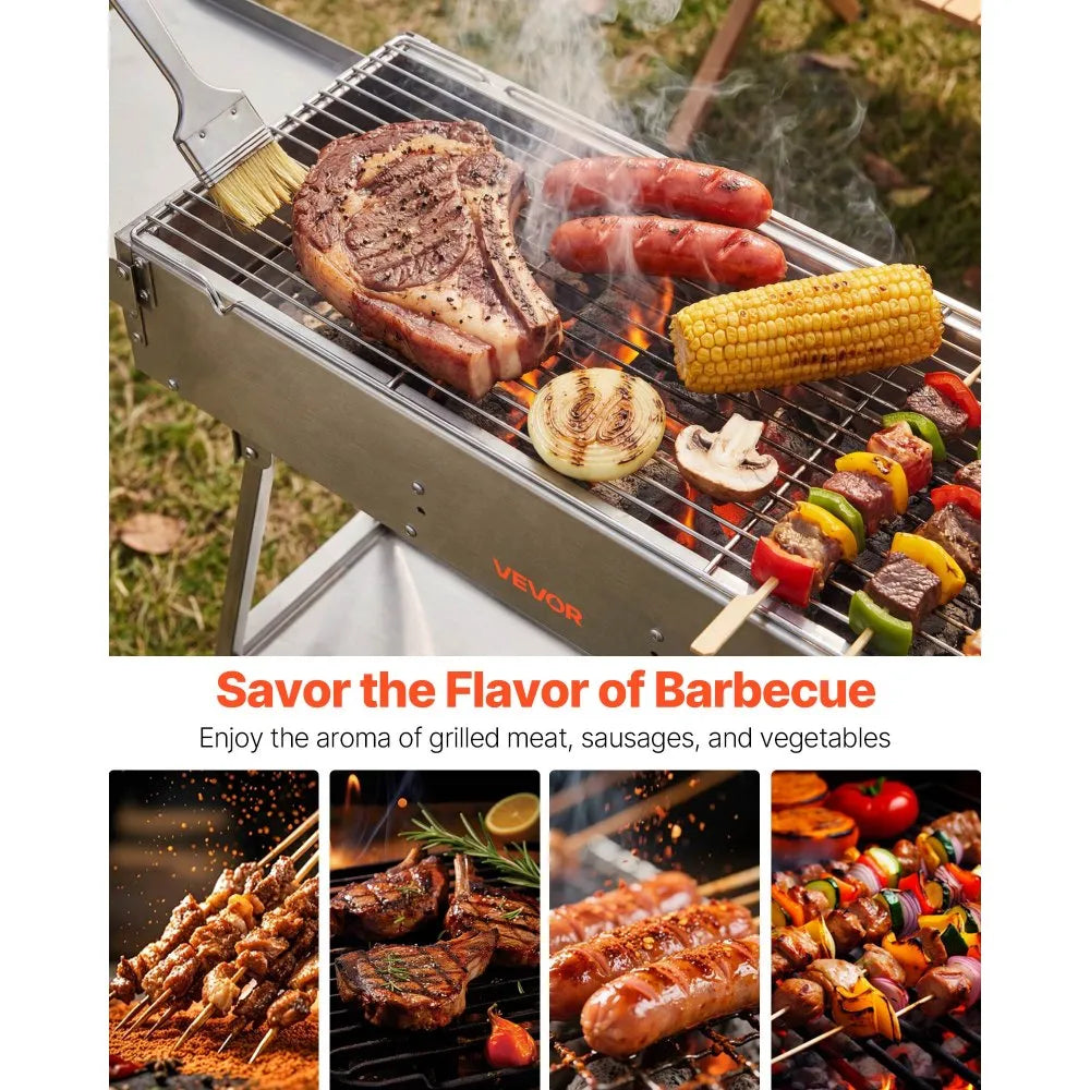 Atticus Portable Foldable Charcoal Grill, 0.16 m²